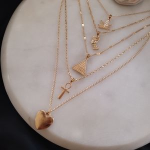 Egypt heart plant fashion layered necklace